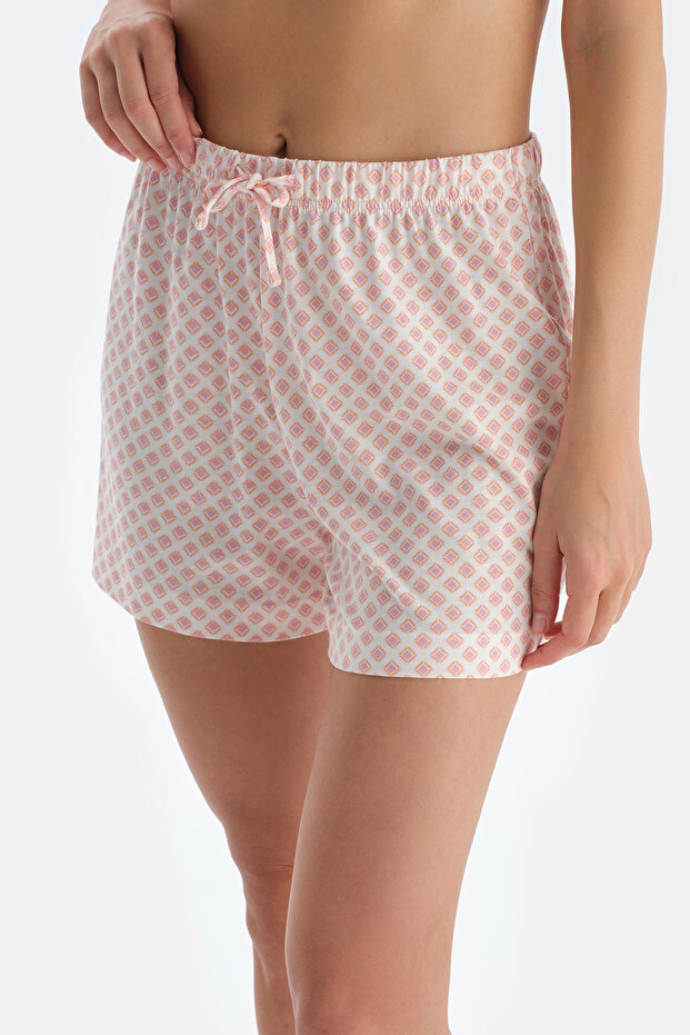 Turuncu V Yaka Metraj Baskılı Atlet Şort Pijama Takımı - 5