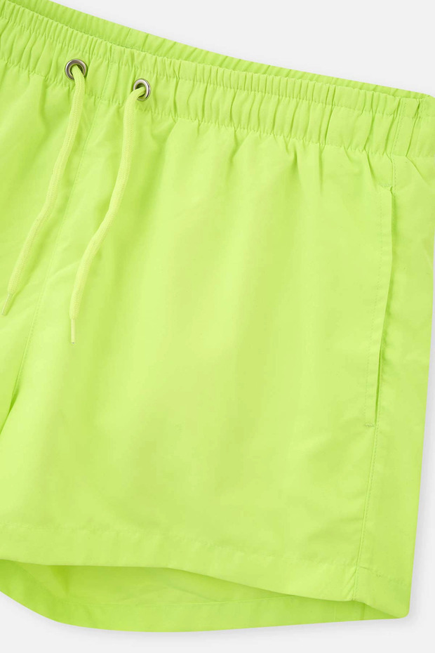 Neon Yeşil Micro Kısa Düz Şort - 3