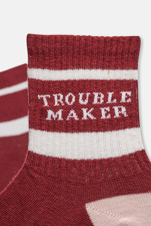 Pembe Kız Çocuk Trouble Maker Çorap 2'Li - 6