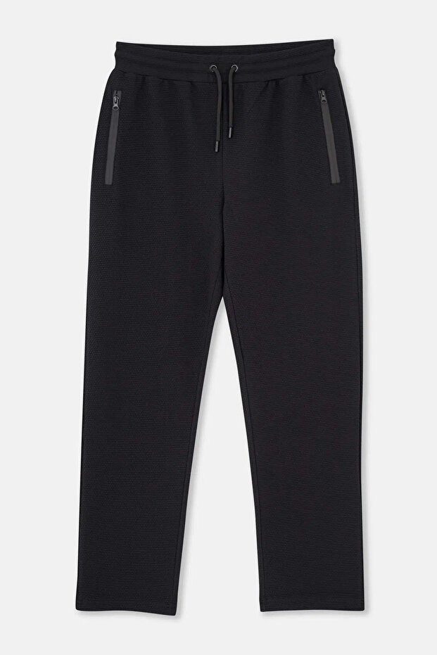 Siyah Düz Paça Eşofman Altı - 6