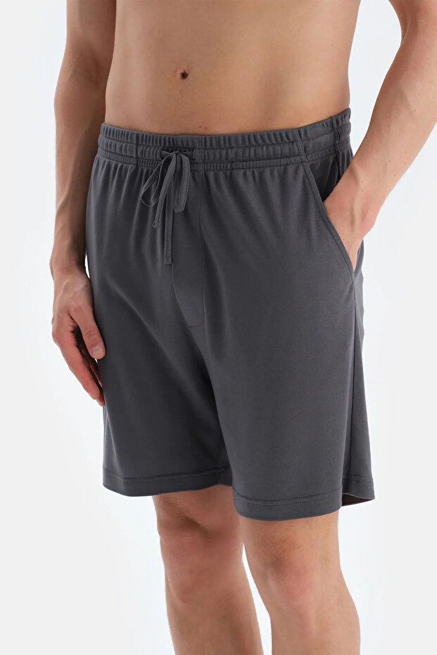 Füme Cool Touch Dikiş Detaylı Tişört Şort Pijama Takımı - 6