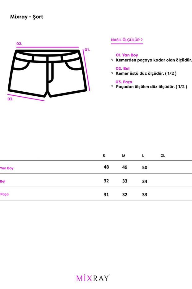 4732 Kadın Şehir Boy Parça Boyalı Basic Şort Antik Mavi - 7
