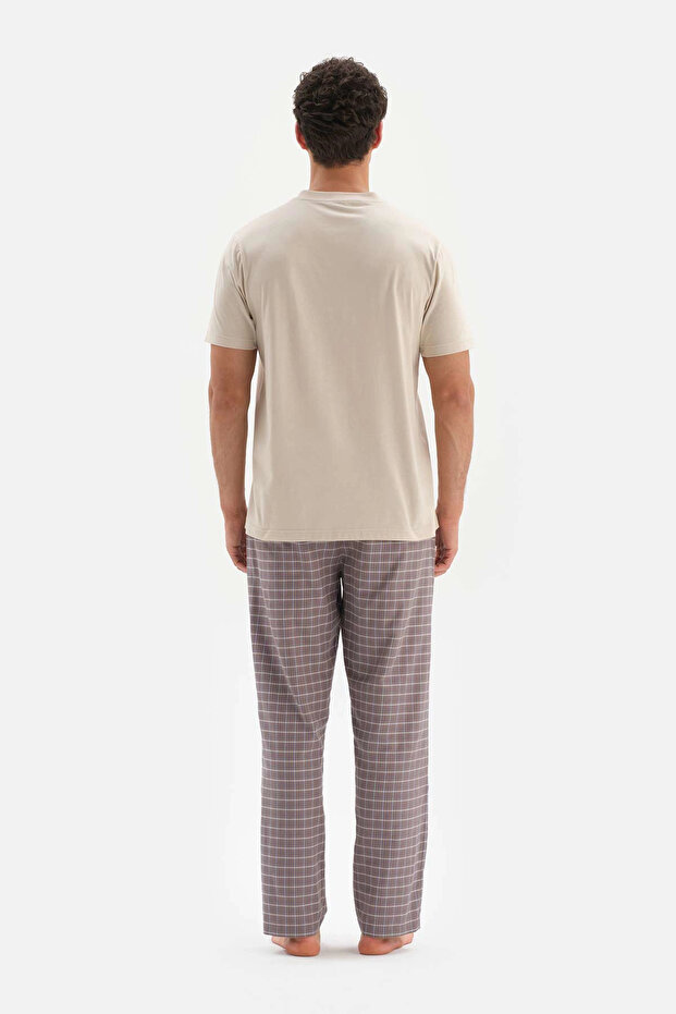 Szürke kockás szőtt pizsama alsó - 2