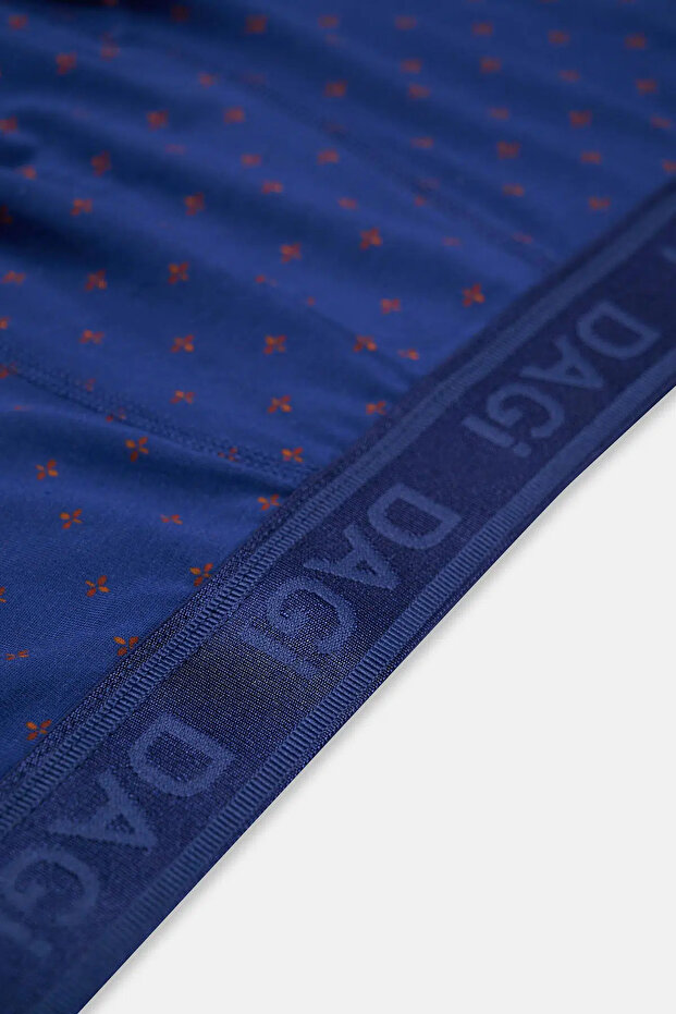 Kiremit-Lacivert 2'Li Desenli Micro Modal Boxer - 4