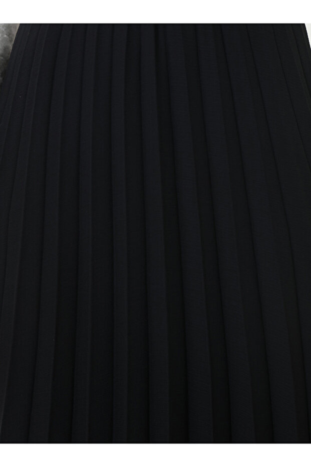 Piliseli Şifon Etek - Siyah - Refka - 5