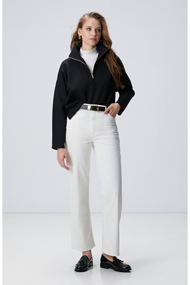 Siyah Patchli Sweatshirt - 2