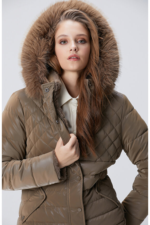 Koyu Bej Çift Taraflı Mont - 1