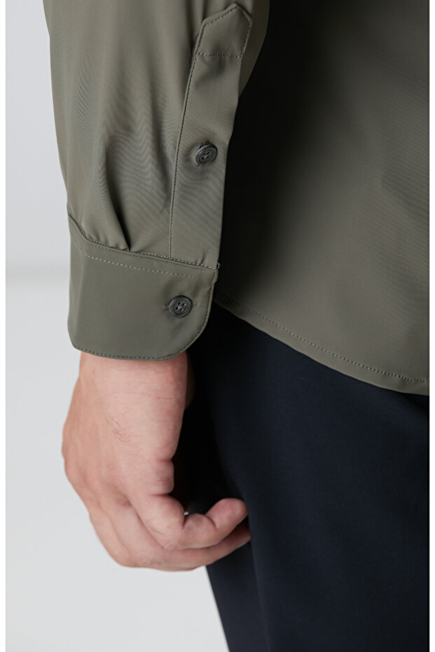 Haki Örme Gömlek - 7