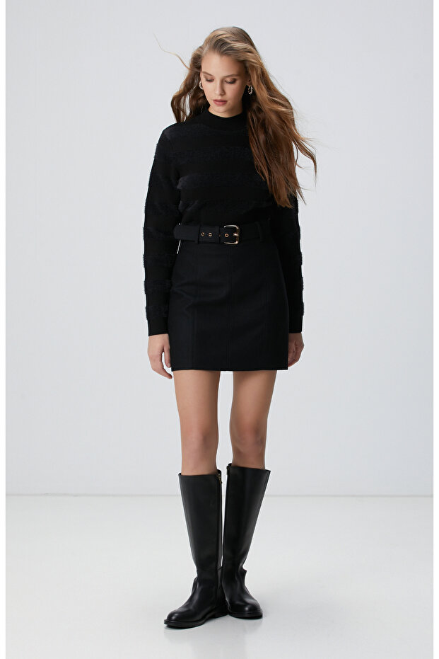 Siyah Çizgili Triko Kazak - 3