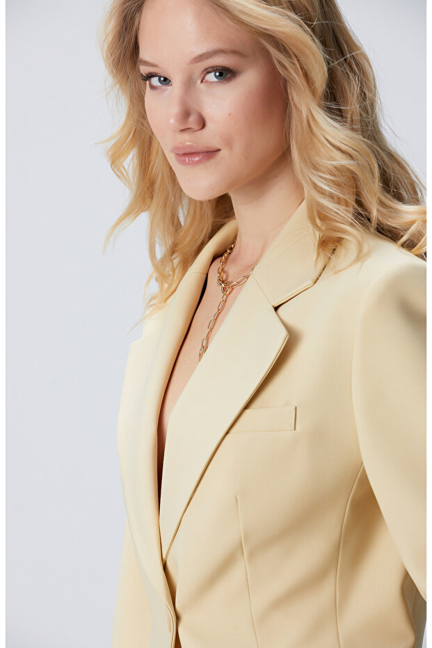 Sarı Yün Karışımlı Ceket - 2