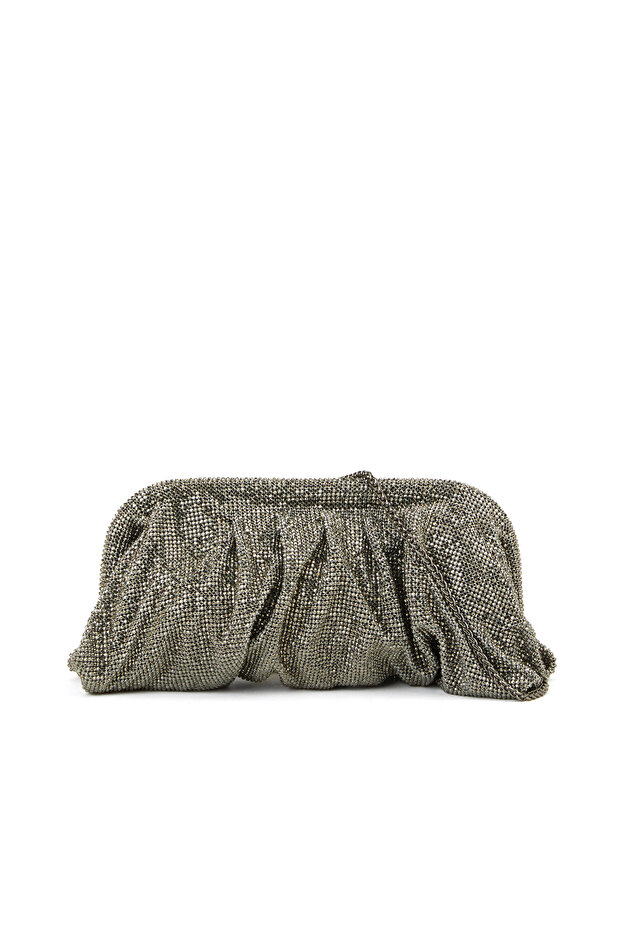 Platin Taşlı Kadın Clutch - 1