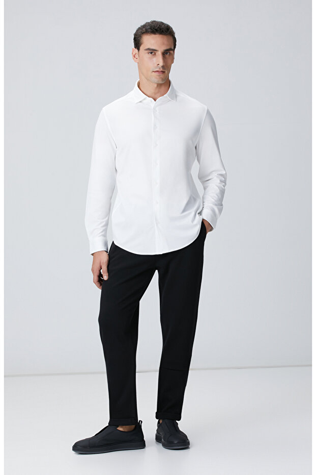 Siyah Mikro Desen Pantolon - 1