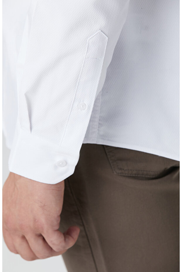 Beyaz Petek Desen Gömlek - 7