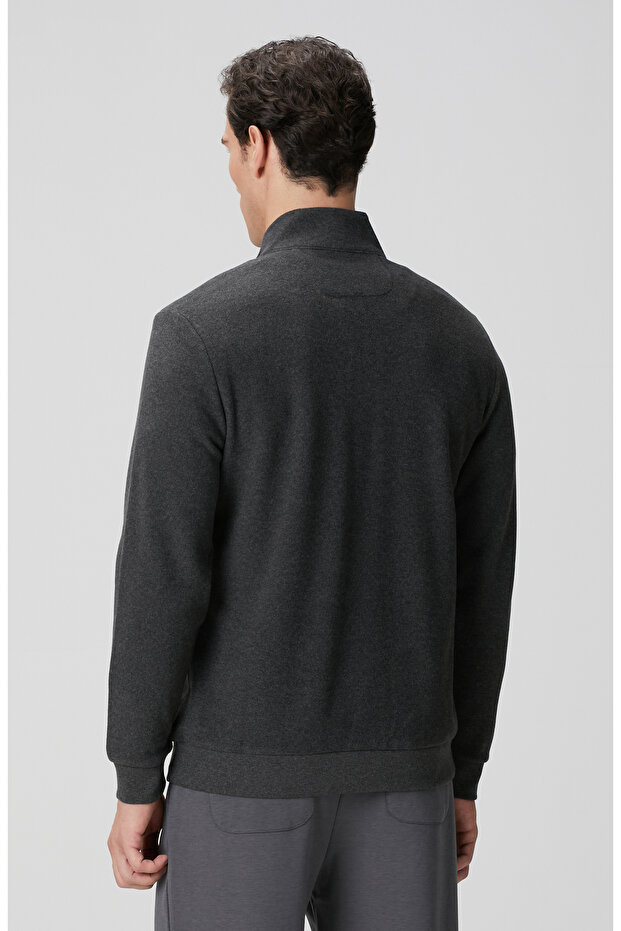 Antrasit Dik Yaka Fermuarlı Sweatshirt - 5
