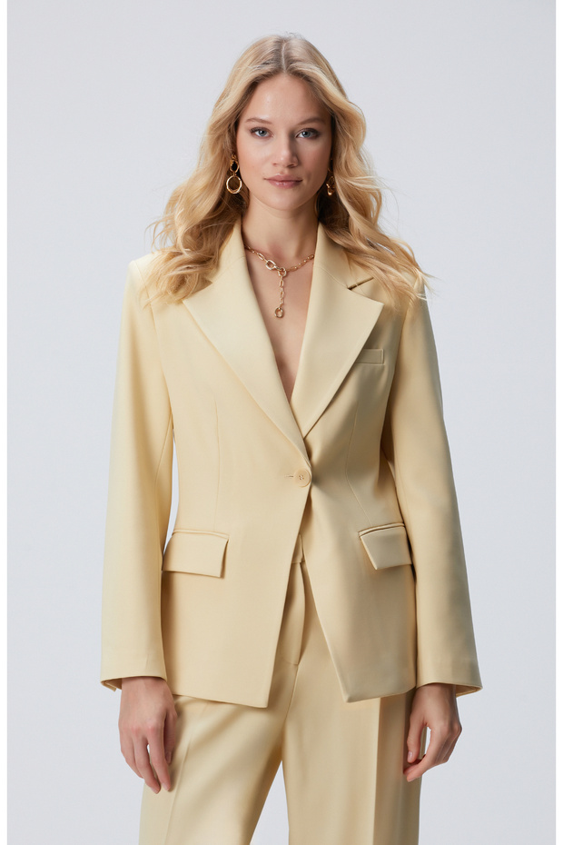 Sarı Yün Karışımlı Ceket - 1