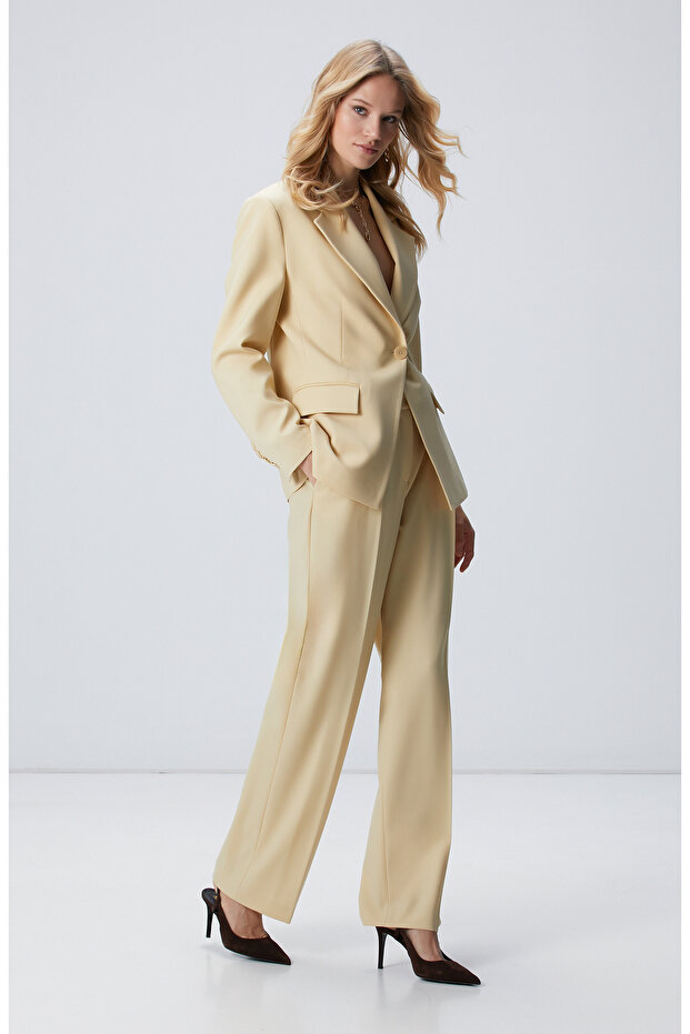 Sarı Yün Karışımlı Ceket - 3