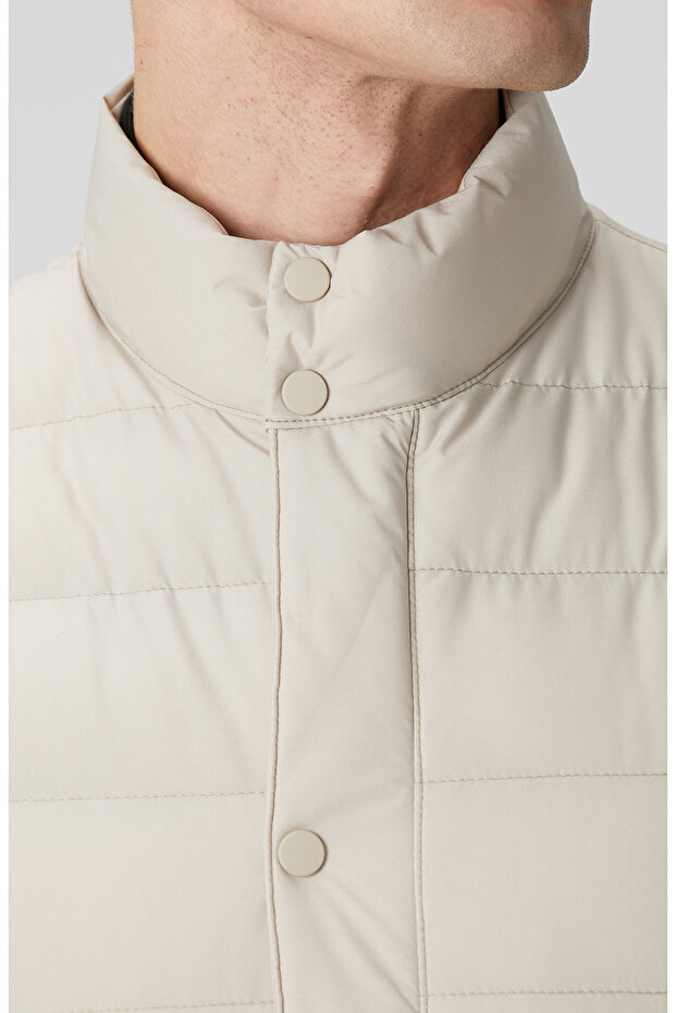 Bej Ray Kapitoneli Casual Yelek - 6