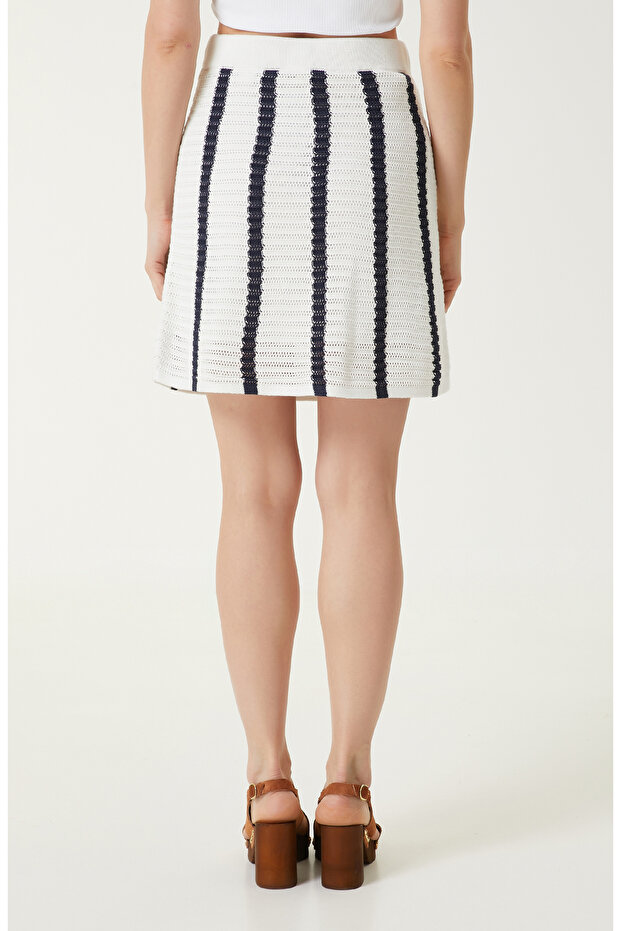 Lacivert Ekru Triko Etek - 6