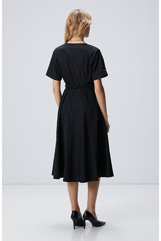 Siyah Tafta Elbise - 5