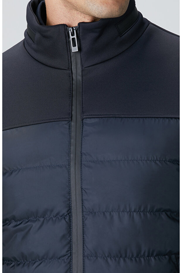 Lacivert Kapitone Mont - 6