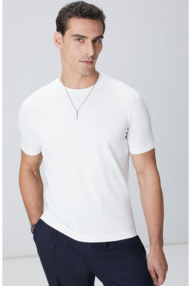 Kırık Beyaz Basic Triko Kazak - 2