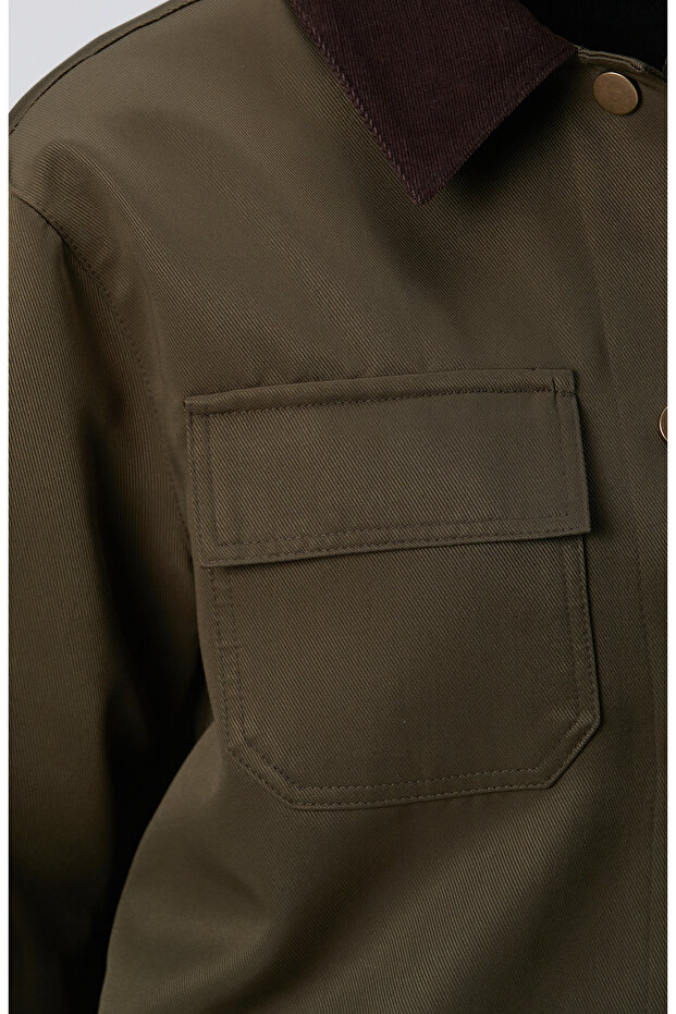 Haki Kadife Garnili Mont - 7