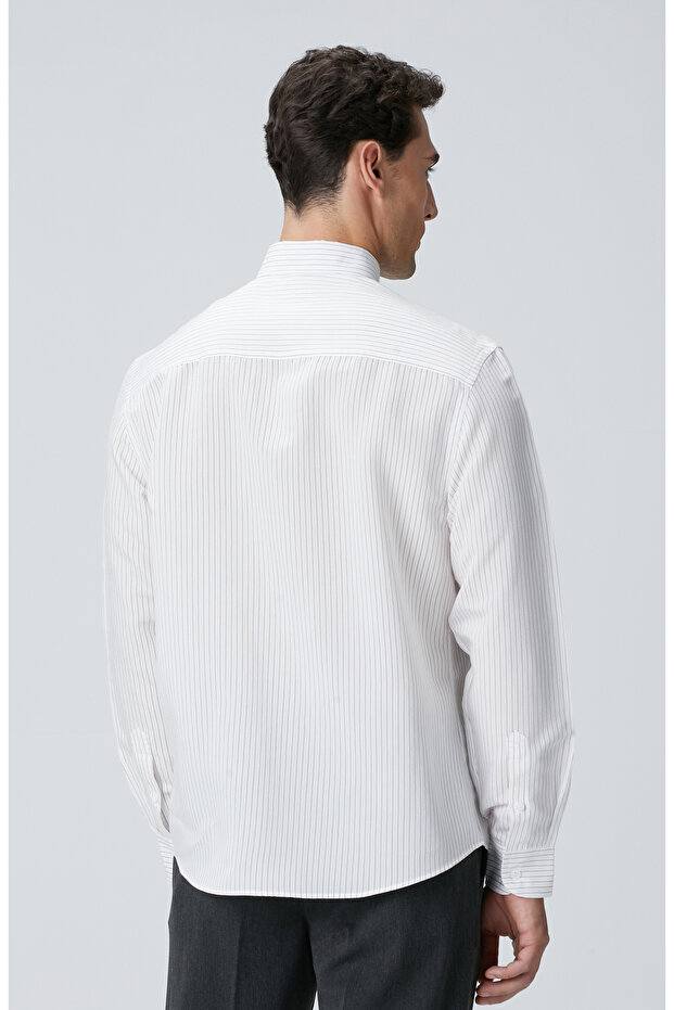 Beyaz Çizgili Gömlek - 5
