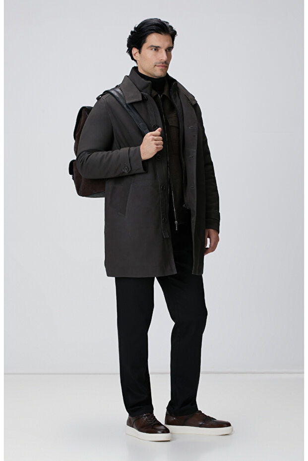 Haki Yün Karışımlı Mont - 3