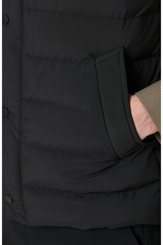 Siyah Ray Kapitoneli Casual Yelek - 7