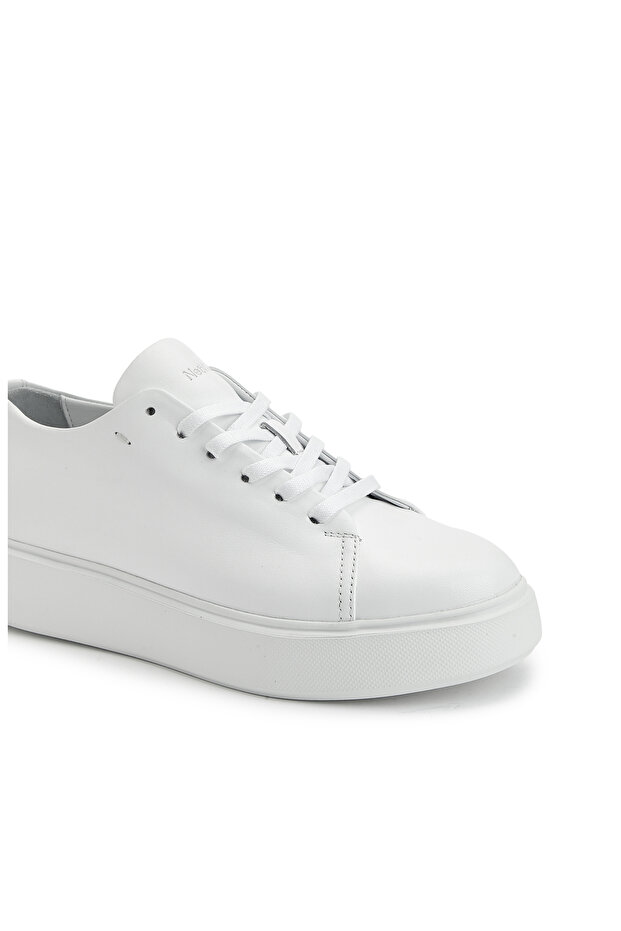 Beyaz Kadın Deri Sneaker - 6