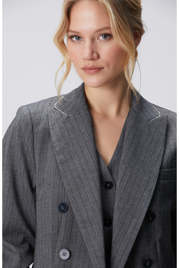 Antrasit Yün Karışımlı Ceket - 2