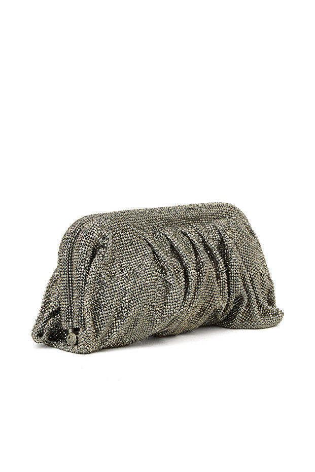 Platin Taşlı Kadın Clutch - 2