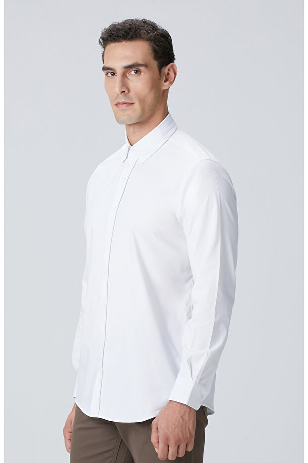 Beyaz Petek Desen Gömlek - 4