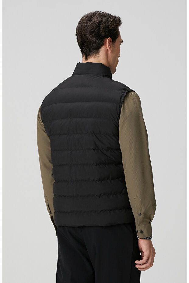 Siyah Ray Kapitoneli Casual Yelek - 5