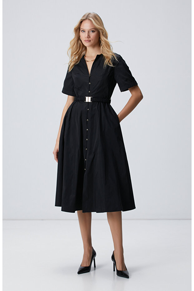 Siyah Tafta Elbise - 3