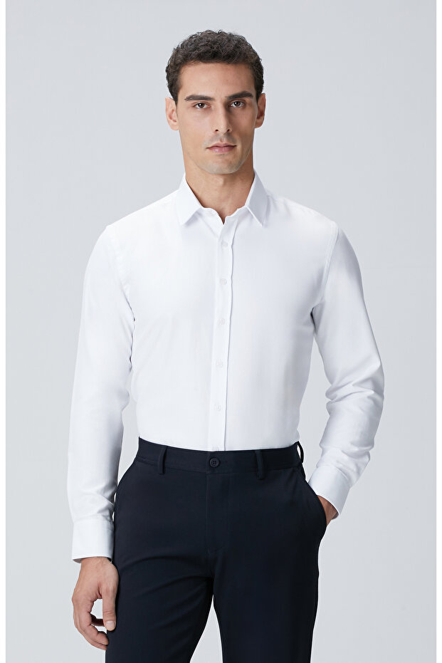 Beyaz Slim Fit Gömlek - 1