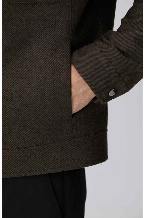 Haki Yün Karışımlı Mont - 8