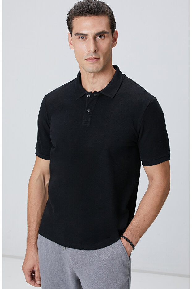 Siyah Çıtçıtlı T-shirt - 2