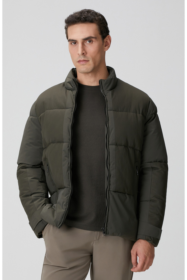 Haki N-Tech Dik Yaka Puffer Mont - 1