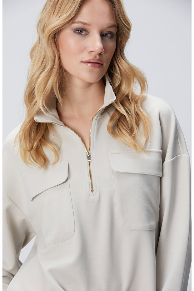 Taş Fermuarlı Sweatshirt - 2