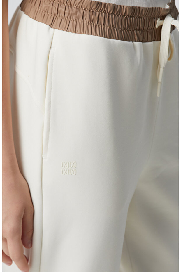 Kırık Beyaz N-Tech Dokuma Garnili Örme Eşofman - 5