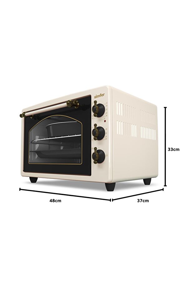 3495 Retro Bej 34 LT Statik Mini/Midi Fırın - 4 Fonksiyon, Programlanabilir Pişirme & Isı Kontrol - 4