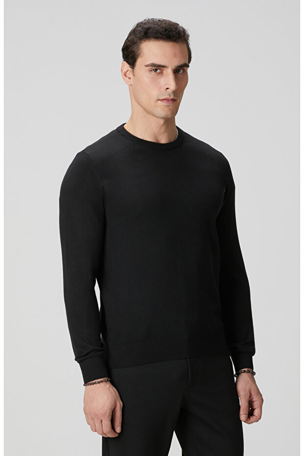 Siyah Basic Triko Kazak - 4