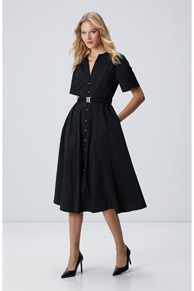 Siyah Tafta Elbise - 1