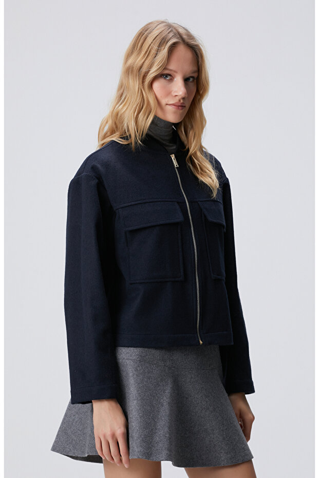 Lacivert Kadın Mont - 4