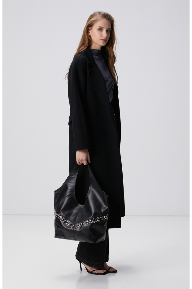 Siyah Kadın Deri Çanta - 5