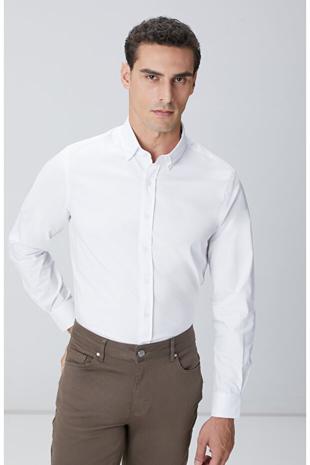 Beyaz Petek Desen Gömlek - 2