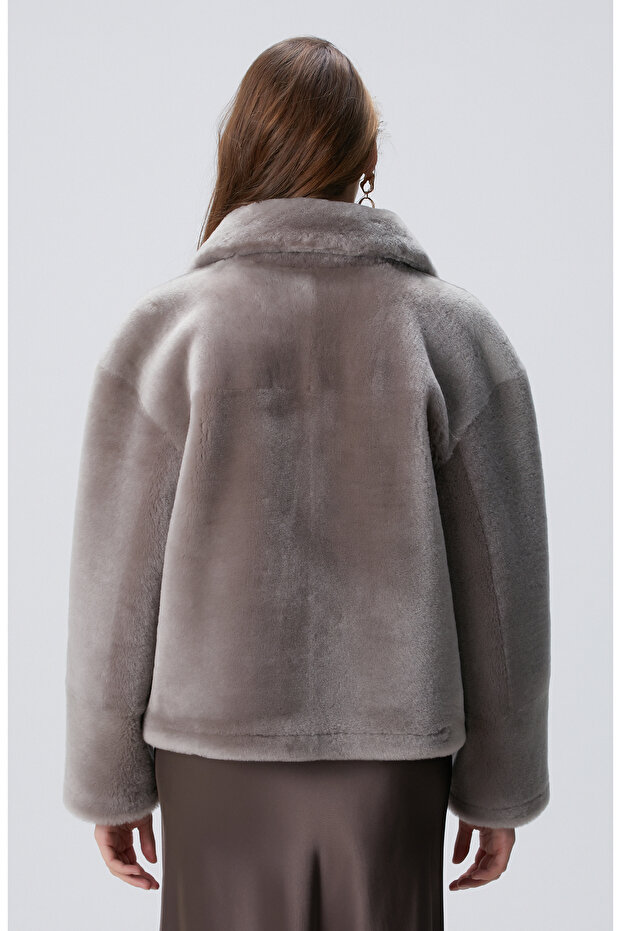 Gri Çift Taraflı Deri Kaban - 5