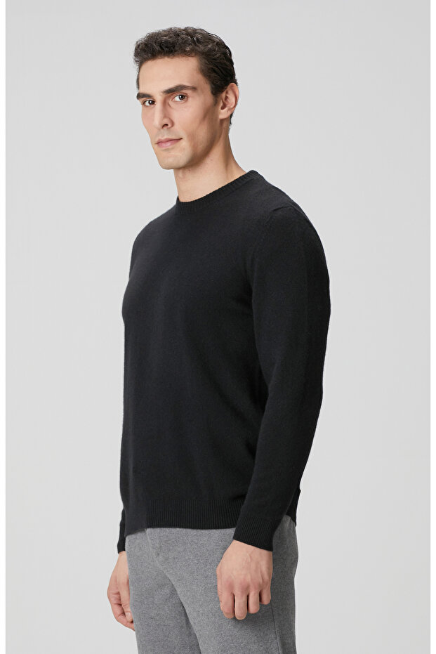 Siyah Limited Kaşmir Triko Kazak - 4