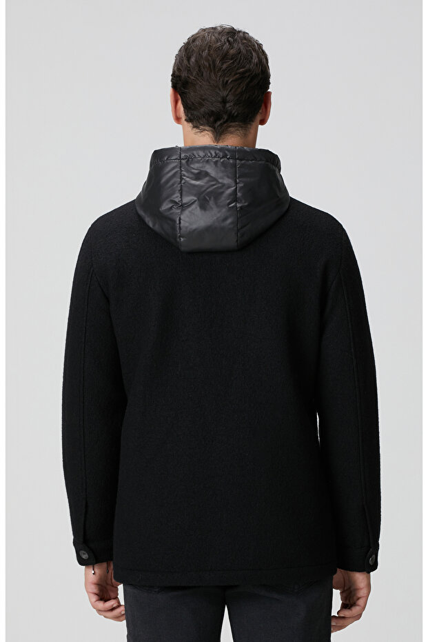 Siyah Yün Çıkma Mostralı Casual Kaban - 6